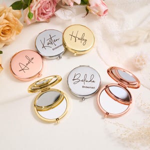 Personalized Compact Mirror, Bridesmaid Gifts, Birth Flower Makeup Mirror,Pocket Mirror for Her,Bridesmaid Thank You Gift,Bridal Shower Gift