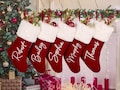 Personalized Red Plush Christmas Stocking Custom Family Stockings with Name Holiday Decor Gift