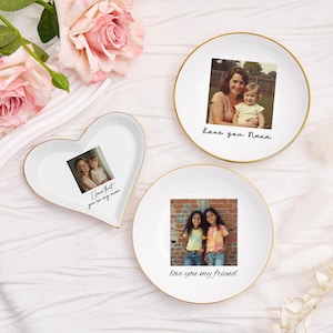 Cadeau fête des mères pour maman, vide-poche photo personnalisé, porte-anneau personnalisé avec photo, cadeau pour grand-mère, cadeau maman de sa fille, cadeau d&#39;anniversaire
