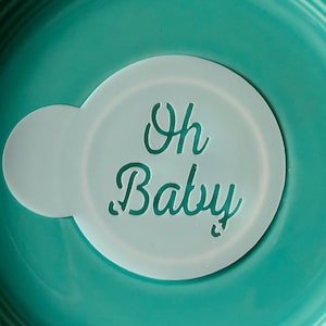 Oh Baby Cookie Stencil, Reusable Oh Baby Stencil, Baby Shower Stencil, Macaron Stencil, Cookie Stencil