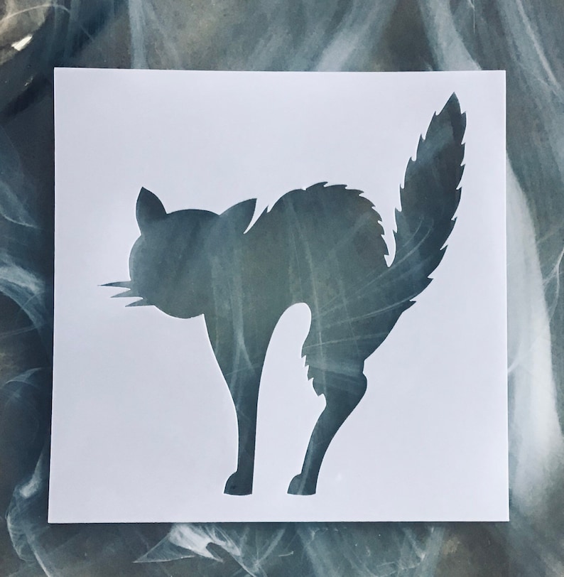 Stencil Reusable Halloween Cat Stencil Scaredy Cat Stencil Etsy