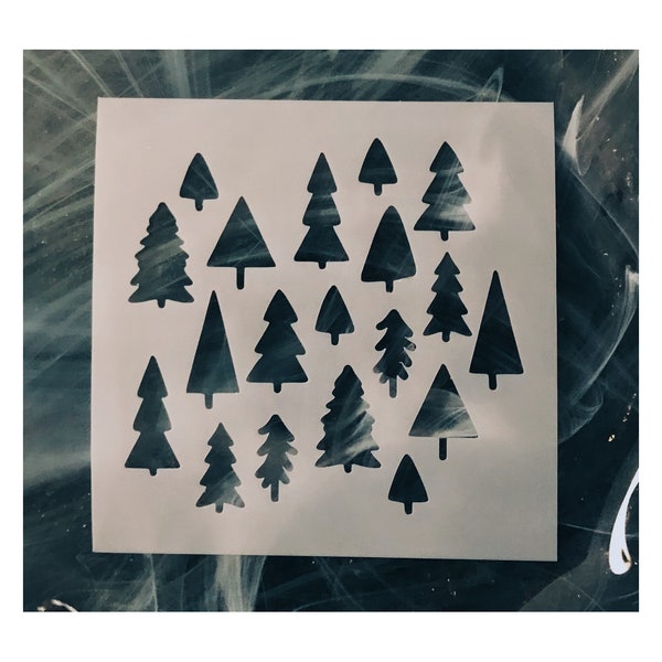 Christmas Trees Pattern Stencil, Trees Pattern Stencil, Fir Trees, Stencil, Pine Trees Stencil, Tree Stencil, Reusable Tree Pattern Stencil