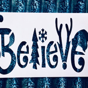 Believe Christmas Stencil: Reusable Holiday Decor Stencil