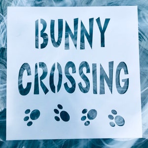 Bunny Crossing Stencil, Reusable Easter Stencil, Easter Decor Stencil, Stencils For Painting Signs, Large Wall Stencil