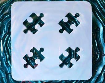 Puzzle Piece Cookie Stencil – Reusable Mylar Jigsaw Stencil for Cookies, Royal Icing, Airbrush & Stencil Genie