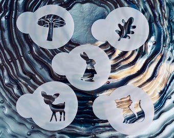 Woodland Cookie Stencil Bundle | Forest Animal & Nature Stencils for Cookies, Cakes and Coffee | Reusable Mylar DIY Set