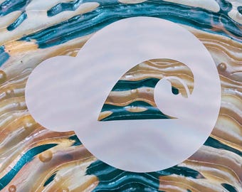 Reusable Wave Stencil: Cookie, Cake, Coffee DIY, Surfing Stencil, Beach Theme Stencil, Ocean Stencil, Wave Cookie Stencil