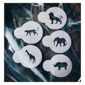 Safari Animal Stencil Set: Reusable Cookie & Macaron Stencils