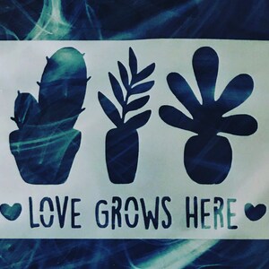 Love Grows Here Stencil: Reusable Plant & Succulent Stencil