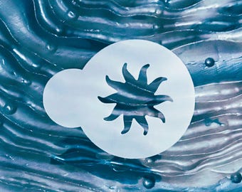 Reusable Sun Cookie Stencil: Mylar DIY Craft Stencil, Sun Stencil, Cookie Stencil, Solar Stencil, Macaron Stencil, Latte Art Stencil