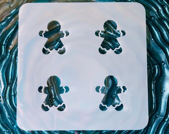 Gingerbread Man Pattern Mylar Stencil: 1.5" Stencil Genie Compatible Gingerbread Stencil, Christmas Stencil