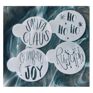 Christmas Cookie Stencil Bundle, Reusable Christmas Word Art Stencils