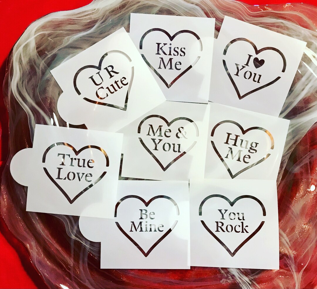 Valentine Stencils, Stencil Bundle, Valentine Stencil Set, Valentine