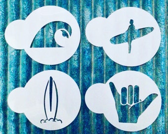 Beach Stencil Bundle, Surfing Cookie Stencil Set