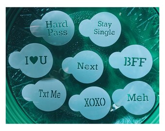 Conversation Hearts Stencil Set: Valentine Macarons, Cookies, Reusable Mylar