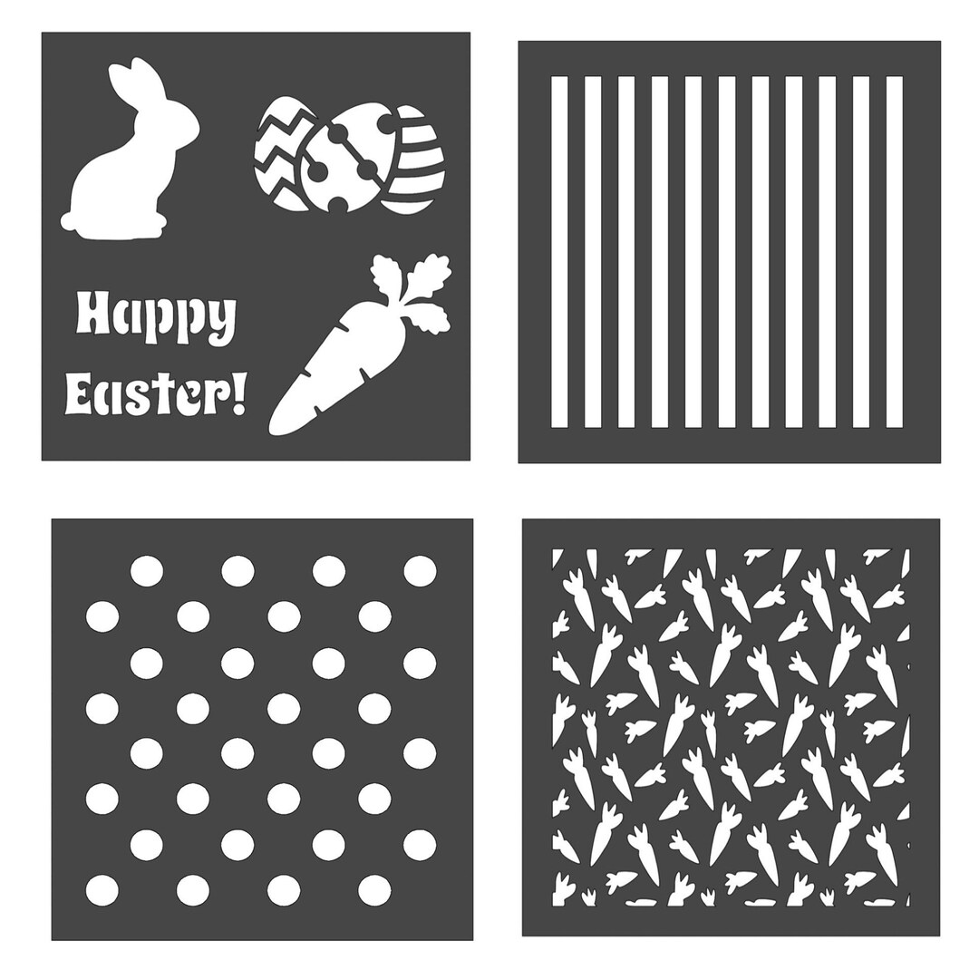 Easter Stencil Set, 4 Pack Easter Stencils, Reusable Easter Cookie
