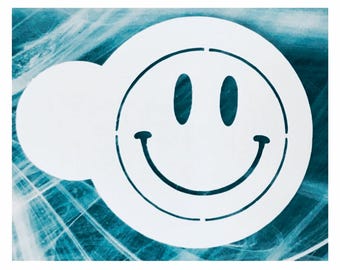 Happy Face Cookie Stencil | Smile Face Reusable Mylar Cookie & Macaron Decorating Stencil | Royal Icing and Bakery Supplies