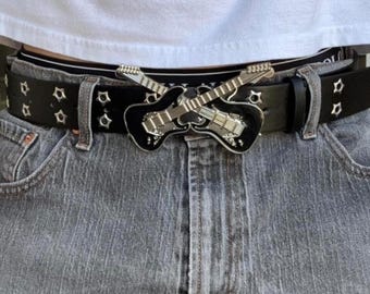 Gothic Rock Guitar Belt for Men & Women, Y2K Harajuku Skeleton Waistband, Western Cowboy Punk Skull Belt, Hip Hop Niche Designer Streetwear