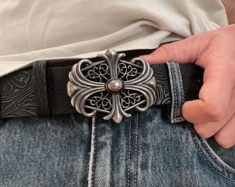 Bohemian Retro Leather Belt for Men and Women, Y2K Punk Rock Waistband, Personalized Unisex Vintage Belt for Jeans and Dresses, Gift for Him