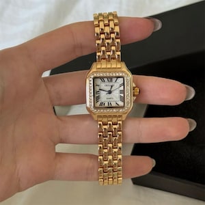 Gold Stainless Steel Women’s Watch – Luxury Square Quartz Bracelet Watch – Elegant Business Wristwatch – Minimalist Ladies Gift image 5