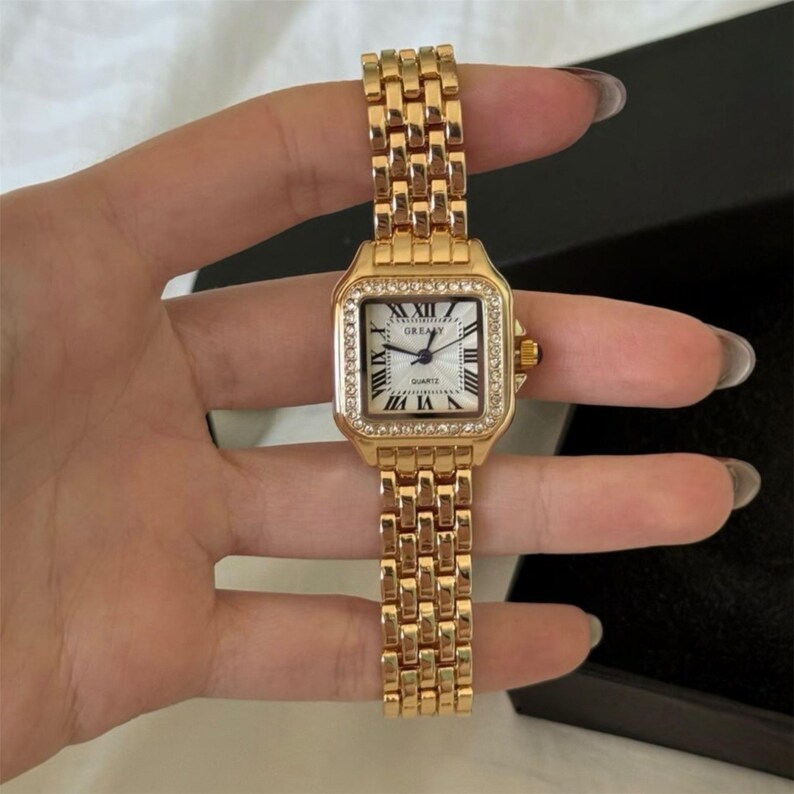 Gold Stainless Steel Women’s Watch – Luxury Square Quartz Bracelet Watch – Elegant Business Wristwatch – Minimalist Ladies Gift image 5