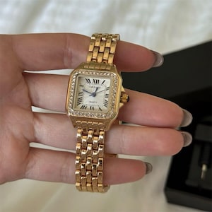 Gold Stainless Steel Women’s Watch – Luxury Square Quartz Bracelet Watch – Elegant Business Wristwatch – Minimalist Ladies Gift image 2