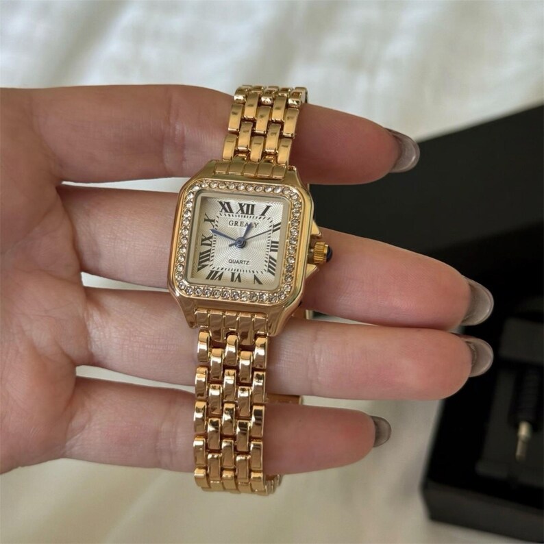 Gold Stainless Steel Women’s Watch – Luxury Square Quartz Bracelet Watch – Elegant Business Wristwatch – Minimalist Ladies Gift image 2