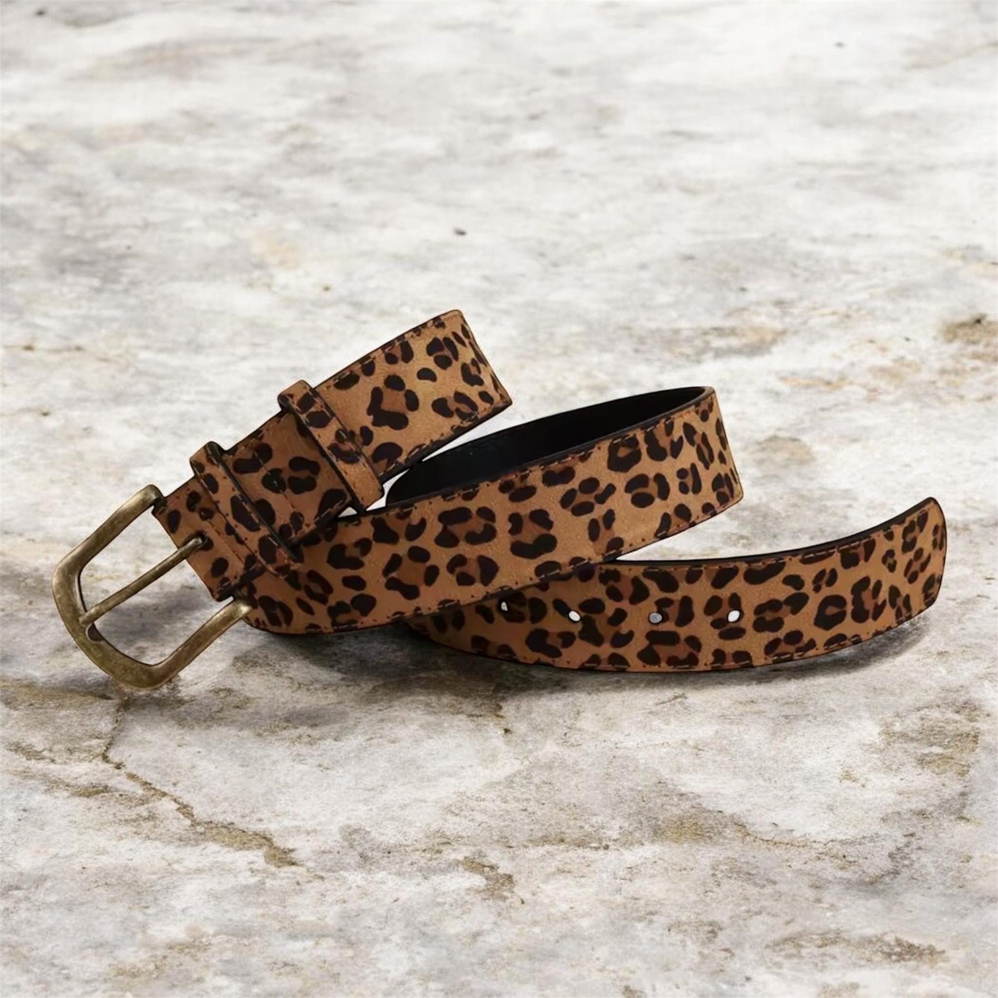 Furry Leopard Print Vegan Belt (U412) Neighborhood - 3cm Leopard-Print Faux Fur Belt - Animal  main image 4