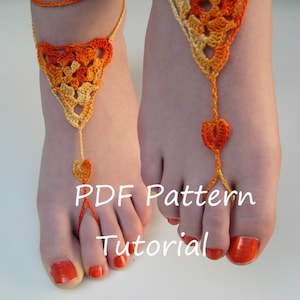 Barefoot sandals crochet pattern - barefoot sandals tutorial - crochet pdf pattern - bridesmaid foot jewelry pattern - Tuto - Do-it-yourself