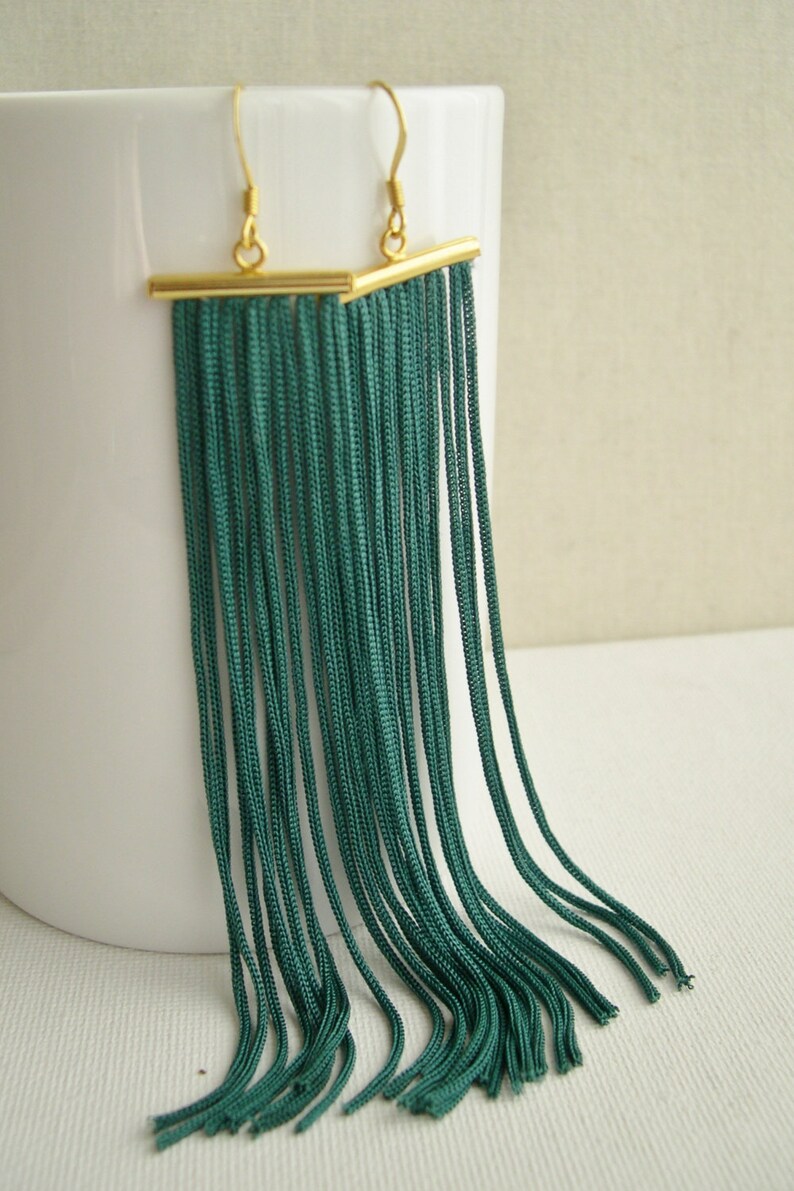 Long Fringe Earrings Orange Fringe Earrings Long Dangle Etsy