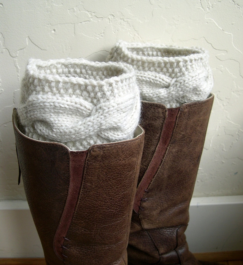 Cream Boot cuffs Beige Leg Warmers Cable knit boot toppers Winter Fashion Winter Accessory Made in America teenager gift idea image 1