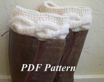 Cable knit Boot Cuffs Pattern, Boot cuffs tutorial, Easy Knit and Crochet PDF Pattern, Cable knit Legwarmer pattern, boot toppers tuto