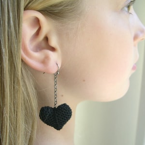 Black Heart Dangle Earrings - Black Heart earrings - Girlfriend gift - Christmas gift - Valentine&#39;s day gift - Handmade USA - Anniversary