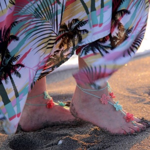 Crochet Barefoot Sandals, Hawaiian flower Barefoot sandles, Beach Wedding, Bridesmaid barefoot sandals, Anklet jewelry, nude shoes image 6