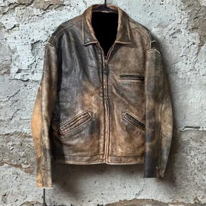 A2 Vintage style 40s  Distressed Leather Jacket Men | Lightweight Vintage Fall Coat | Y2K Street Style Outerwear | Soft Sheep Leather Bomber