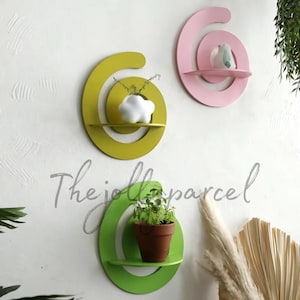 Colorful Spiral Wall Shelf Modern Swirl Wall Unique Display Shelves Boho Nursery or Kids Room Art Cute Storage Shelf (Set of 3)