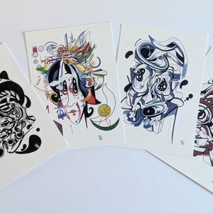 4 Postais - Rostos Abstratos - A6