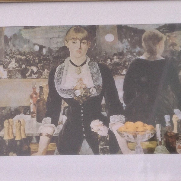 VINTAGE BOOK LITHOGRAPH - Framed Book Art - “Le Bar des Folies-Bergène” - Eduardo Manet - #877