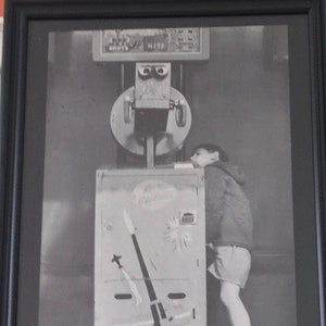 VINTAGE BOOK LITHOGRAPH - Framed Book Art - Man and Machine “Amusement Park, London” - Boy by Sky Gunner - Henri Cartier-Bresson - #931