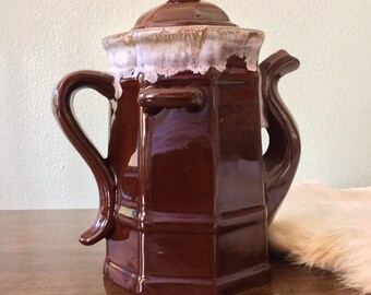 SCOTTY Vintage Brown Drip Glaze Decorative Teapot - Made in Japan - #1045