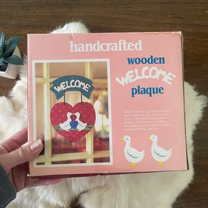 WELCOME Vintage Handcrafted Wooden Plaque - Ducks - In Original Box - NIB - #1368