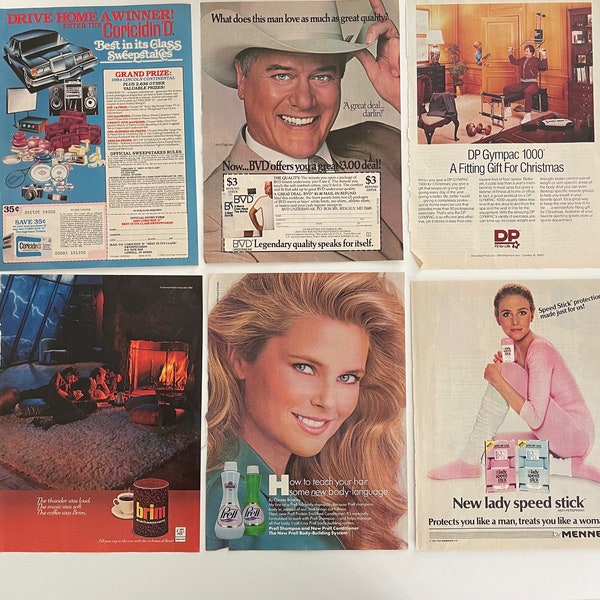 AMERICAN ADULTS Products Vintage Magazine Ads (6) - 1970-80’s Magazine Pages - Great for Scrapbooking, Collage, Craft - #1676