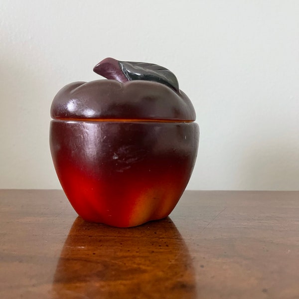 DARK DELICIOUS APPLE Vintage Ceramic Lidded Jar - For Sugar, Jelly, Marmalade, Jam, etc. - 1990’s Inspired Hazel Atlas - #1595