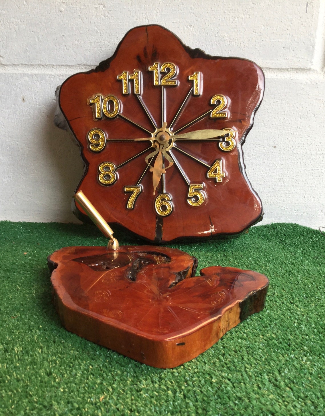 CYPRESS Vintage Glazed Wood Clock & Michigan Shaped Stationary Etsy