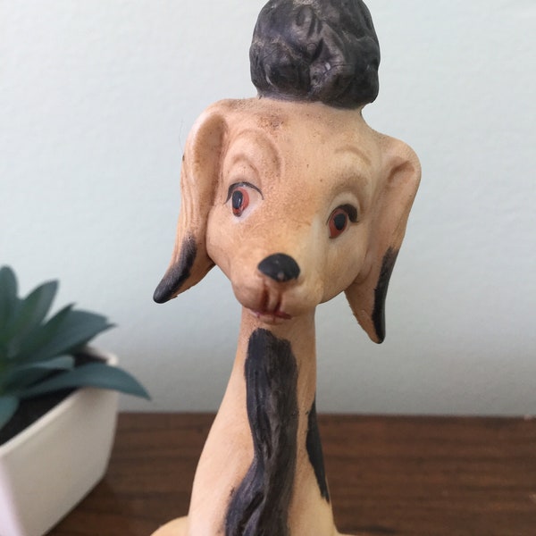 POODLE Vintage Porcelain Figurine - Midcentury Dog Statue - Made in Taiwan - #621