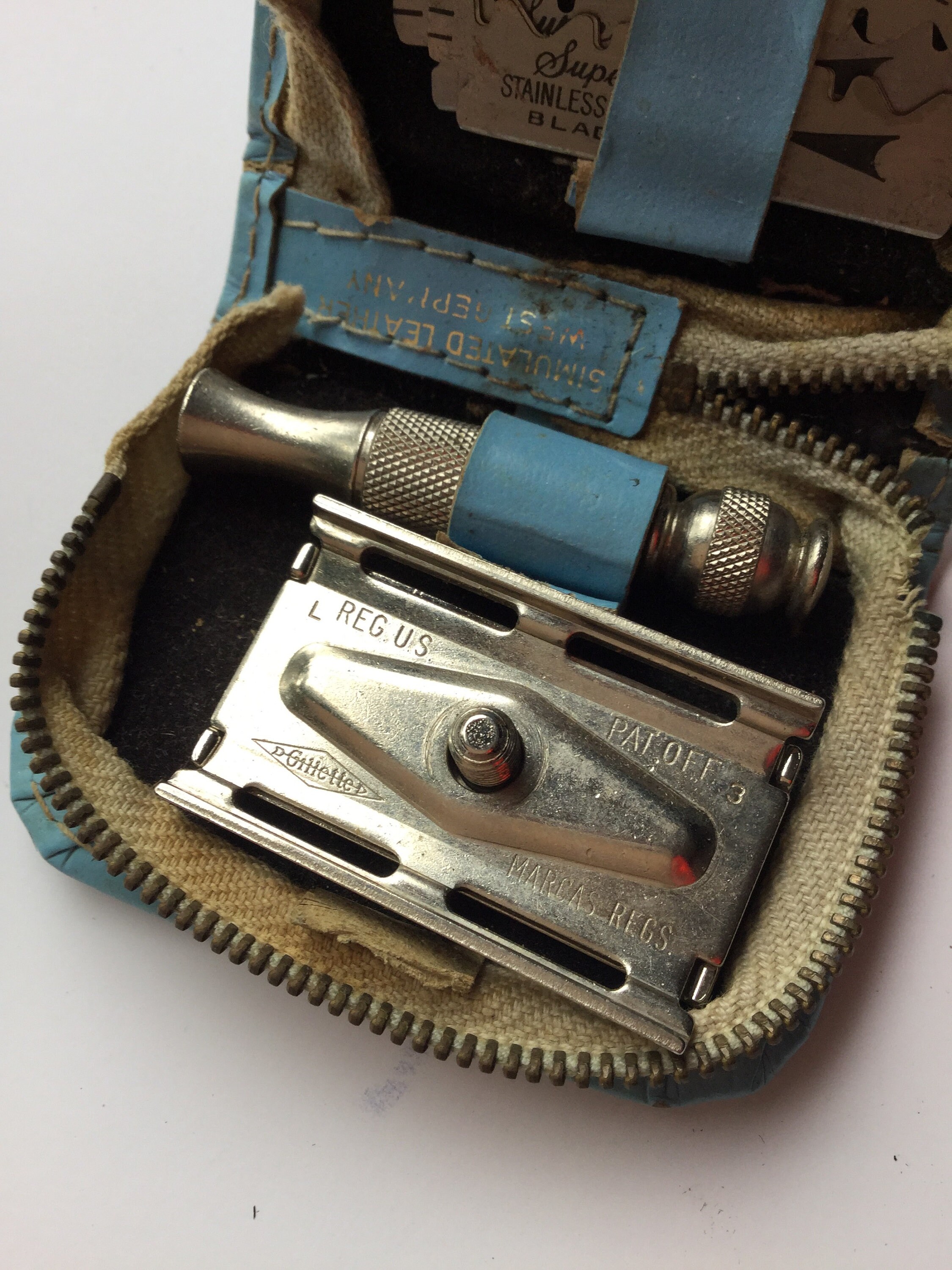 GILLETTE Vintage Travel Straight Razor & Case Simulated Etsy
