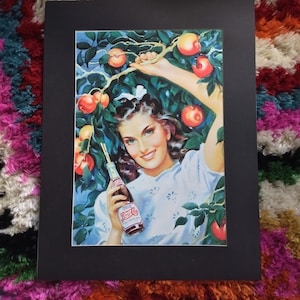 PEPSI, Co. Vintage Poster Gal - 1994 Reproduction - (Black Matte removable) - Ships Flat - Ready to Frame - #985