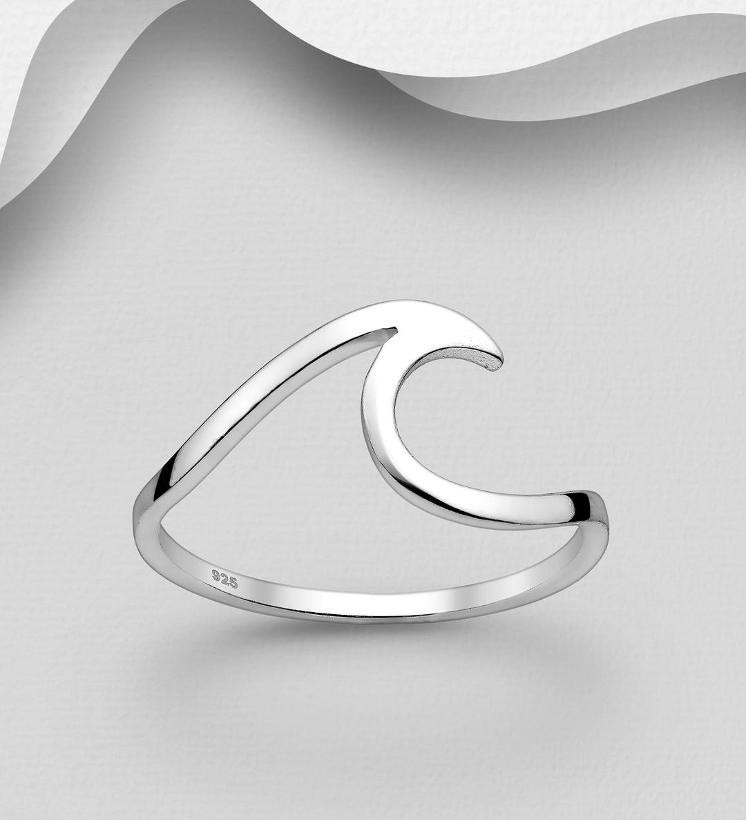 925 Sterling Silver Wave Ring - Etsy