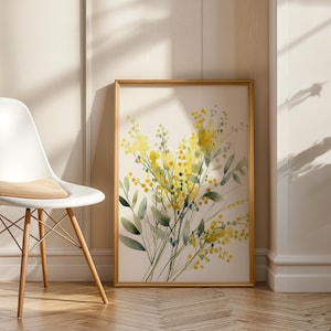 Golden Mimosa Wall Art | Botanical Yellow Floral Print | Modern Nature-Inspired Digital Download(Edition of 30 Only)