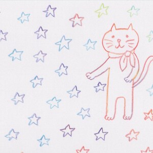 世界で１点だけのオリジナルイラスト・お星様きらきら猫さん・アート・ポストカード・グリーティングカード・絵はがき・手描き・オリジナル・猫のイラスト・かわいいポストカード